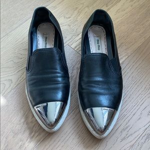 Miu Miu Metallic Captoe Slip-Ons